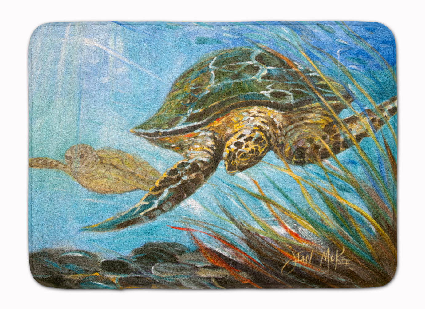 Loggerhead Sea Turtle Memory Foam Kitchen Mat Machine Washable Anti-Fatigue Cushion Comfort Bath or Kitchen Rug