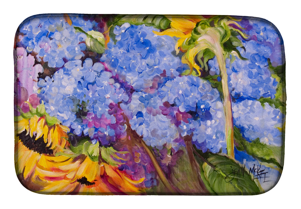 Hydrangeas and Sunflowers Dish Drying Mat Absorbent Dish Drying Mat Pad for Kitchen Counter Dish Drainer Mat for Countertop, 14 x 21", Multicolor