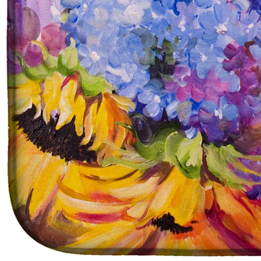 Hydrangeas and Sunflowers Dish Drying Mat Absorbent Dish Drying Mat Pad for Kitchen Counter Dish Drainer Mat for Countertop, 14 x 21", Multicolor