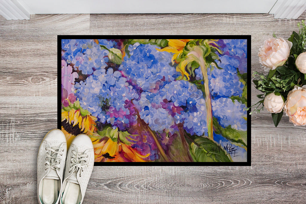 Hydrangeas and Sunflowers Doormat Indoor Outdoor 24H X 36W Front Door Mat Rugs for Entryway, Non Slip Washable Low Pile,