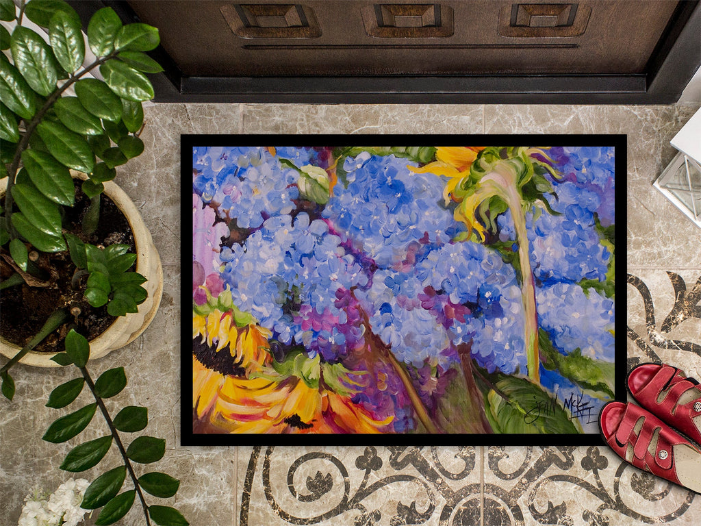 Hydrangeas and Sunflowers Doormat Indoor Outdoor 24H X 36W Front Door Mat Rugs for Entryway, Non Slip Washable Low Pile,
