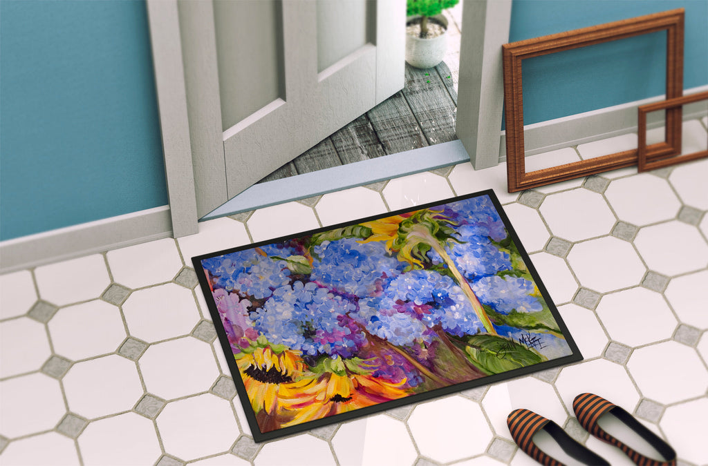 Hydrangeas and Sunflowers Doormat Indoor Outdoor 24H X 36W Front Door Mat Rugs for Entryway, Non Slip Washable Low Pile,