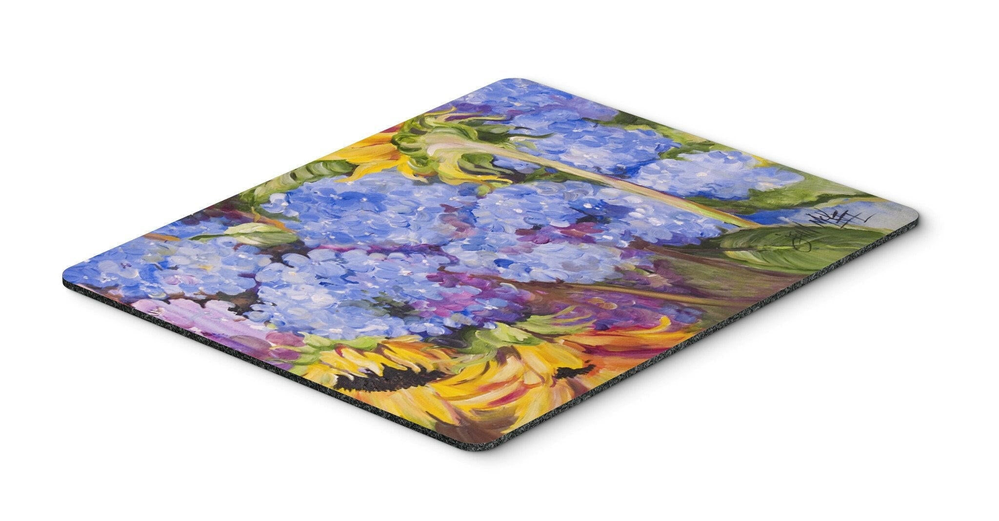 Hydrangeas and Sunflowers Mouse Pad, Heat Resistant Trivet Hot Pad , Non Slip Rubber Desk Mat, Kitchen Counter Protector, Home Office Decor Gift