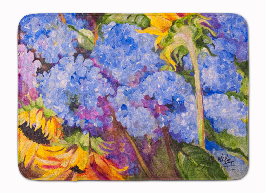 Hydrangeas and Sunflowers Memory Foam Kitchen Mat Machine Washable Anti-Fatigue Cushion Comfort Bath or Kitchen Rug