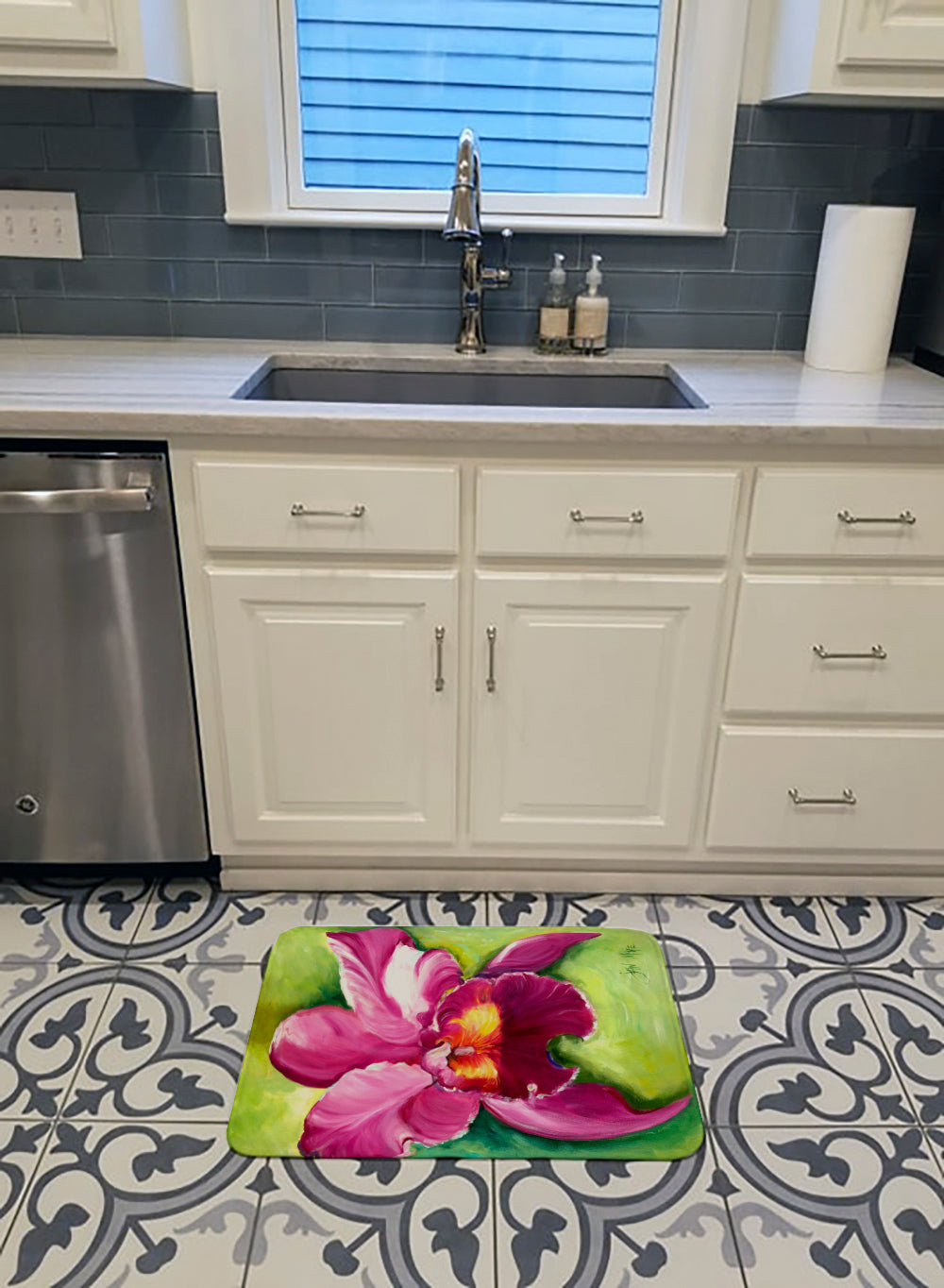 Orchid Memory Foam Kitchen Mat Machine Washable Anti-Fatigue Cushion Comfort Bath or Kitchen Rug