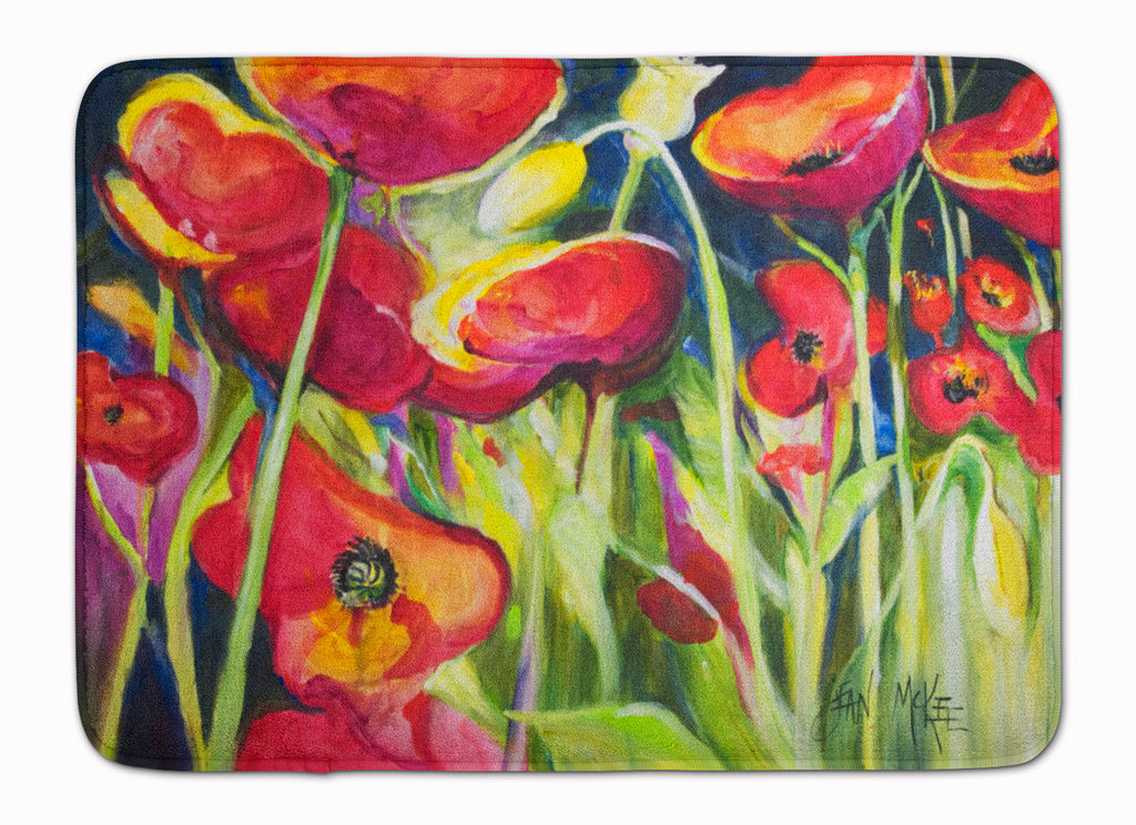 Red Poppies Memory Foam Kitchen Mat Machine Washable Anti-Fatigue Cushion Comfort Bath or Kitchen Rug