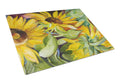 Sunflowers Cutting Board Tempered Glass Kitchen Cutting Surface, Heat Resistant Chopping, Non-Slip Feet, Food Prep & Serving