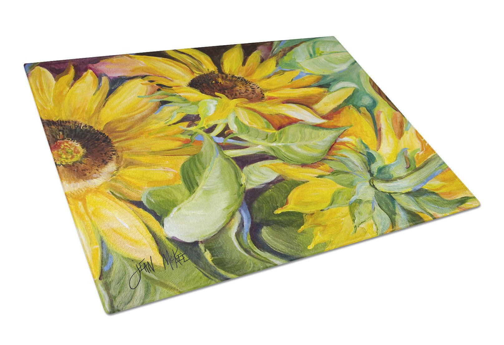 Sunflowers Cutting Board Tempered Glass Kitchen Cutting Surface, Heat Resistant Chopping, Non-Slip Feet, Food Prep & Serving