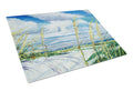 Sea Oats Cutting Board Tempered Glass Kitchen Cutting Surface, Heat Resistant Chopping, Non-Slip Feet, Food Prep & Serving