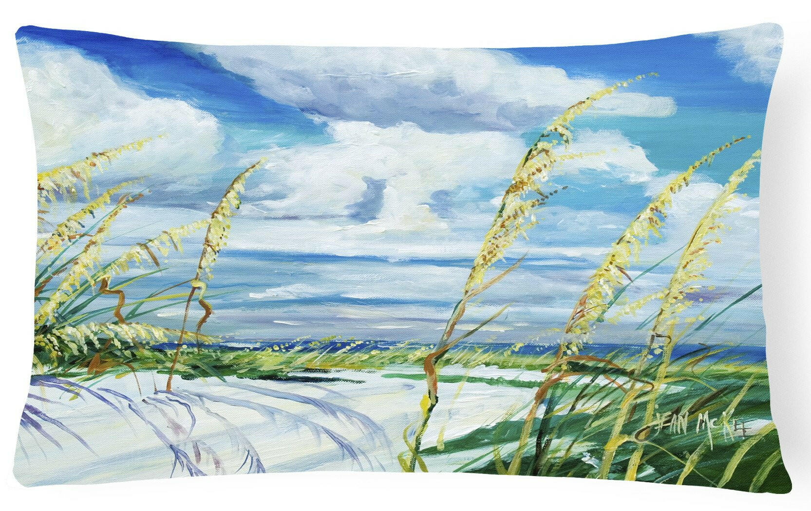 Sea Oats Decorative Throw Pillow 12x16 Indoor Outdoor Accent Cushion, Fabric Cover with Insert for Sofa, Bed, Porch & Living Room