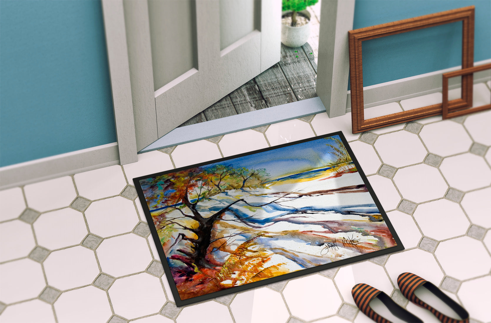 Sand Dune Doormat Indoor Outdoor 24H X 36W Front Door Mat Rugs for Entryway, Non Slip Washable Low Pile,
