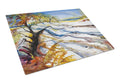 Sand Dune Cutting Board Tempered Glass Kitchen Cutting Surface, Heat Resistant Chopping, Non-Slip Feet, Food Prep & Serving