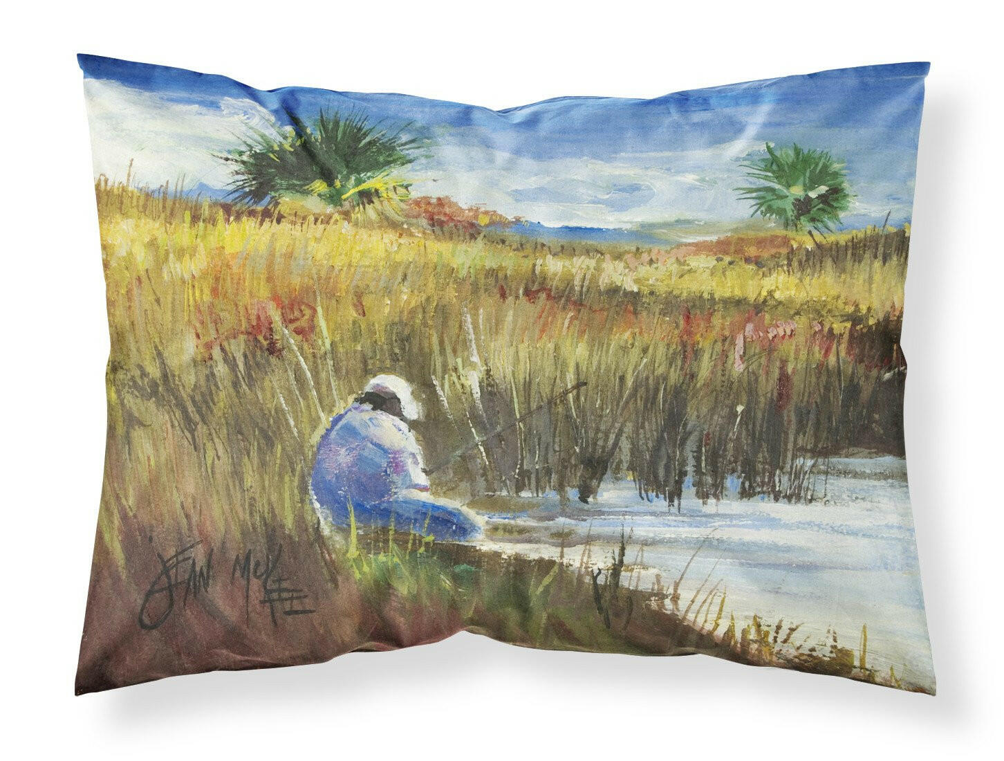 Fisherman on the Bank Standard Pillowcase Lightweight Super Soft Easy Care Decorative Artwork Pillowcase, Standard