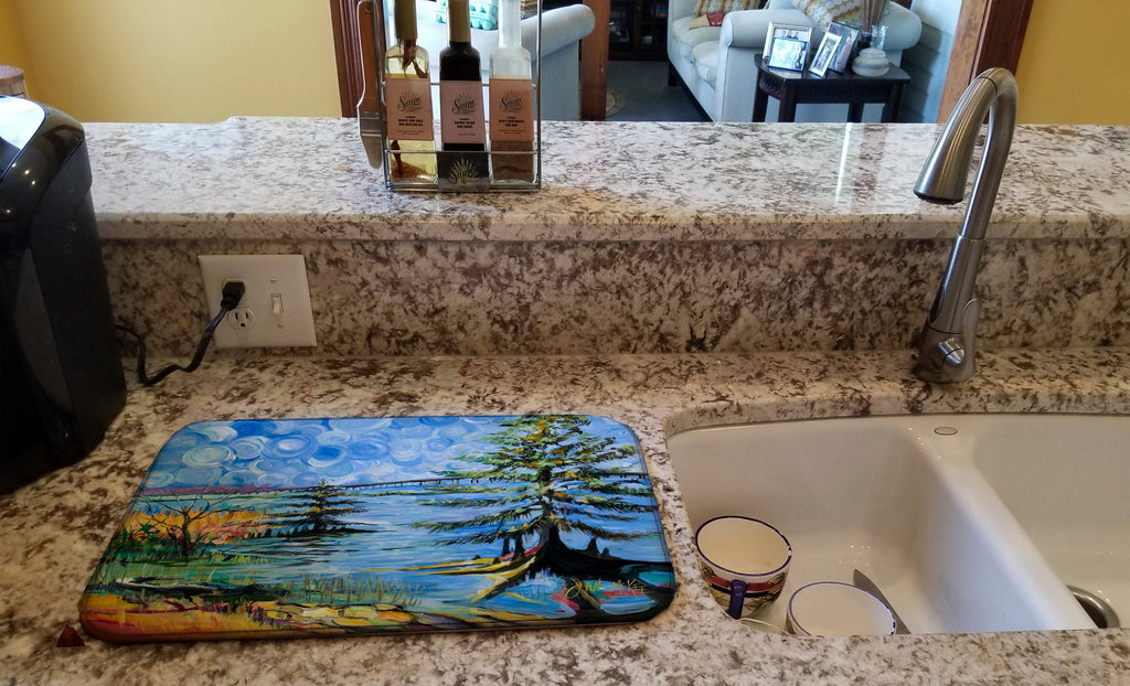 Life on the Causeway Dish Drying Mat Absorbent Dish Drying Mat Pad for Kitchen Counter Dish Drainer Mat for Countertop, 14 x 21", Multicolor