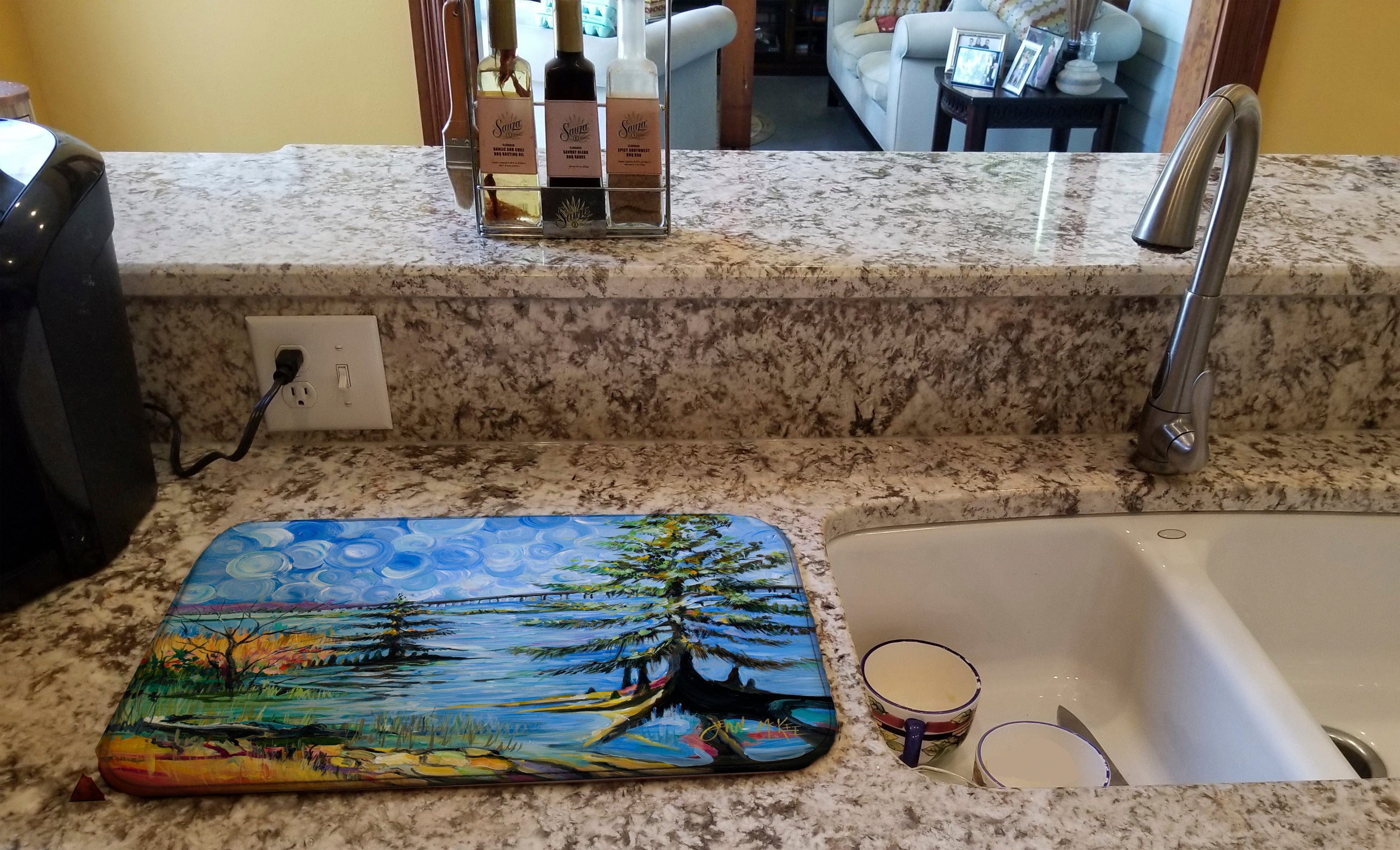 Life on the Causeway Dish Drying Mat Absorbent Dish Drying Mat Pad for Kitchen Counter Dish Drainer Mat for Countertop, 14 x 21", Multicolor