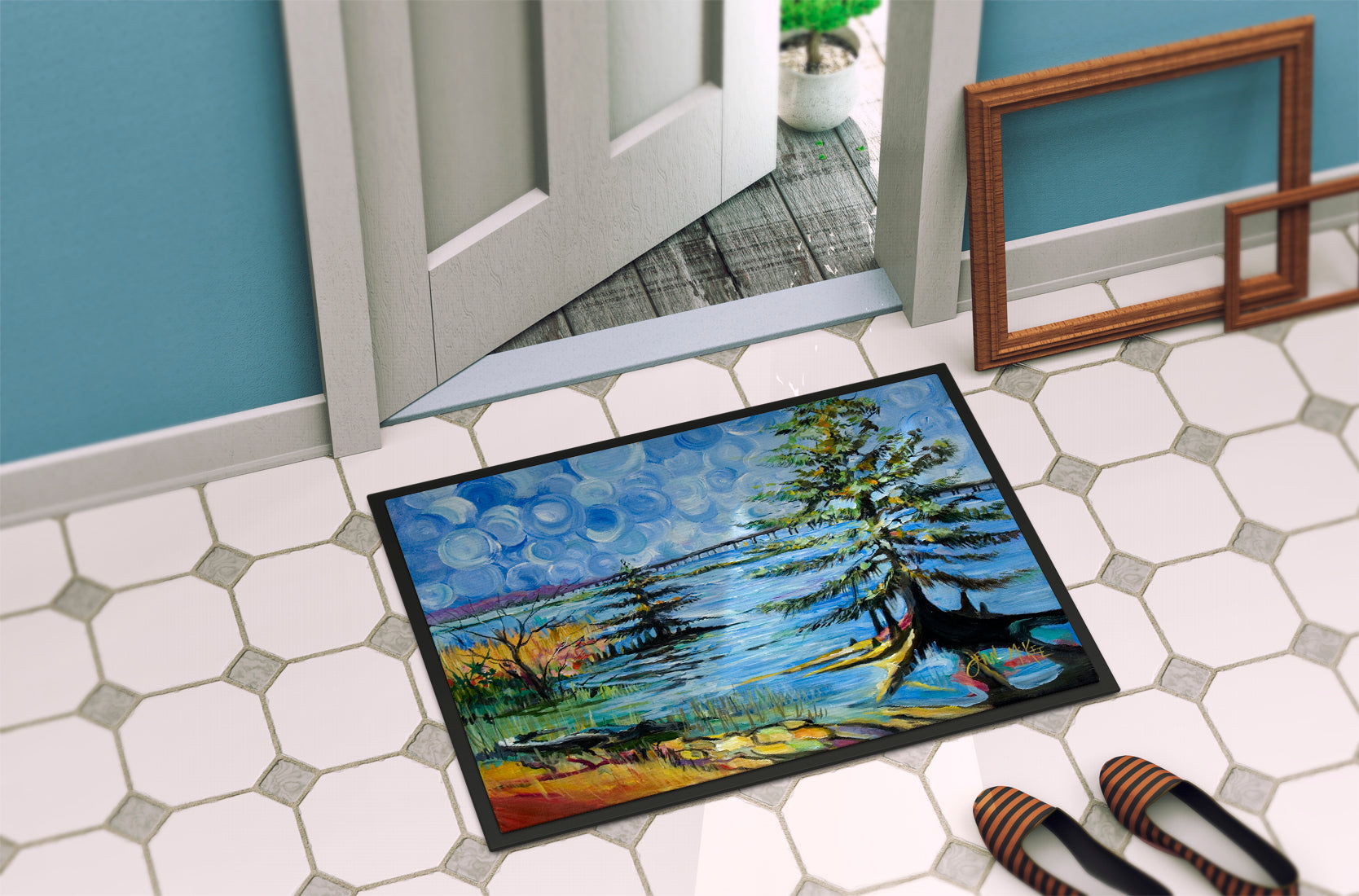 Life on the Causeway Doormat Indoor Outdoor 24H X 36W Front Door Mat Rugs for Entryway, Non Slip Washable Low Pile,