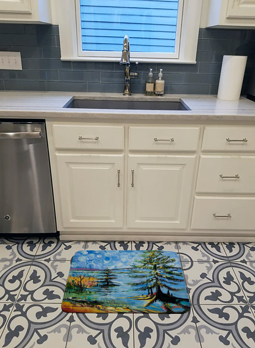 Life on the Causeway Memory Foam Kitchen Mat Machine Washable Anti-Fatigue Cushion Comfort Bath or Kitchen Rug