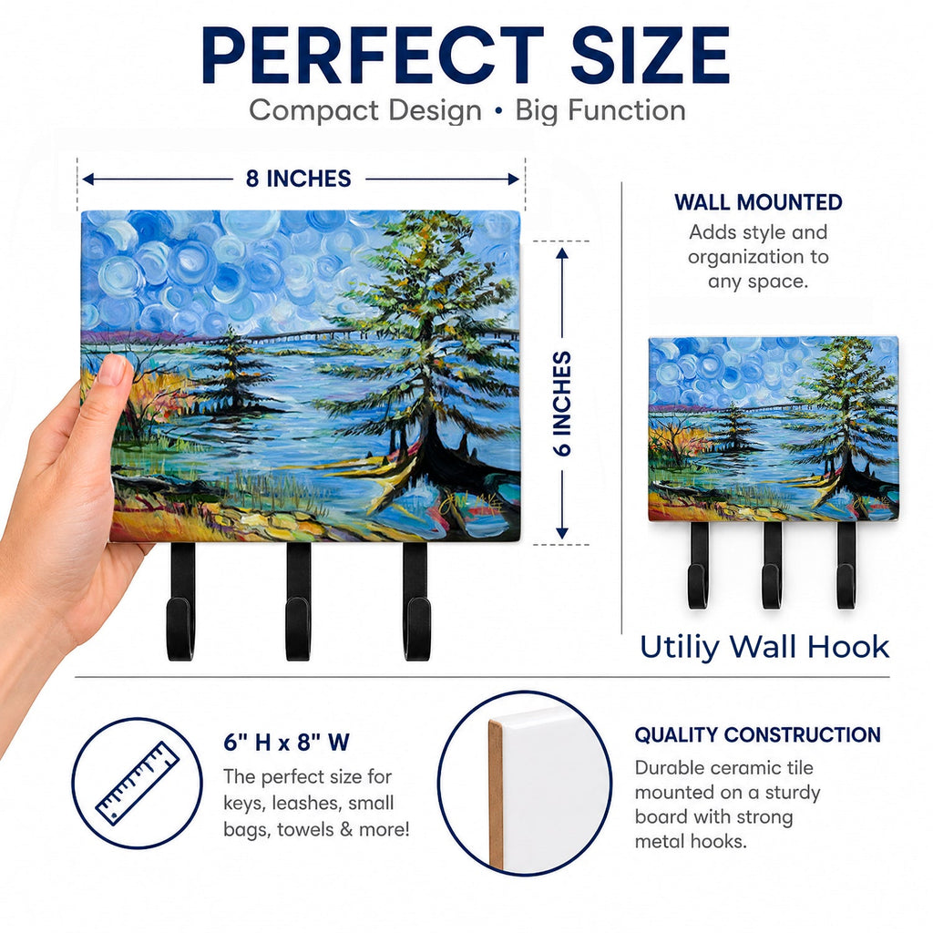Life on the Causeway Leash or Key Holder Wall Hooks, Coat Rack Wall Mount, for Hanging Keys, Towels, Aprons, Leashes