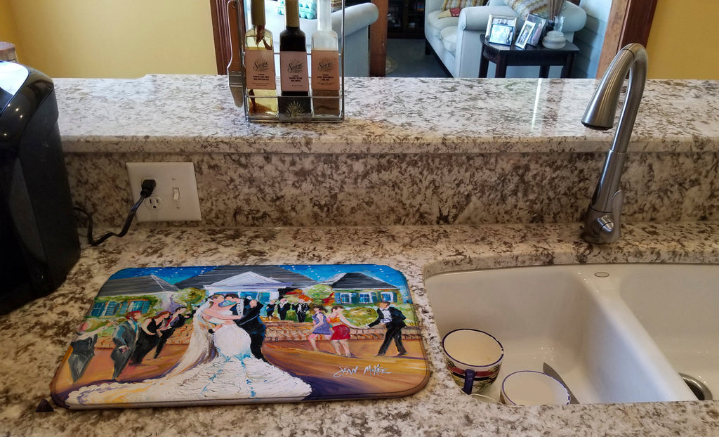 Our Wedding Day Dish Drying Mat Absorbent Dish Drying Mat Pad for Kitchen Counter Dish Drainer Mat for Countertop, 14 x 21", Multicolor