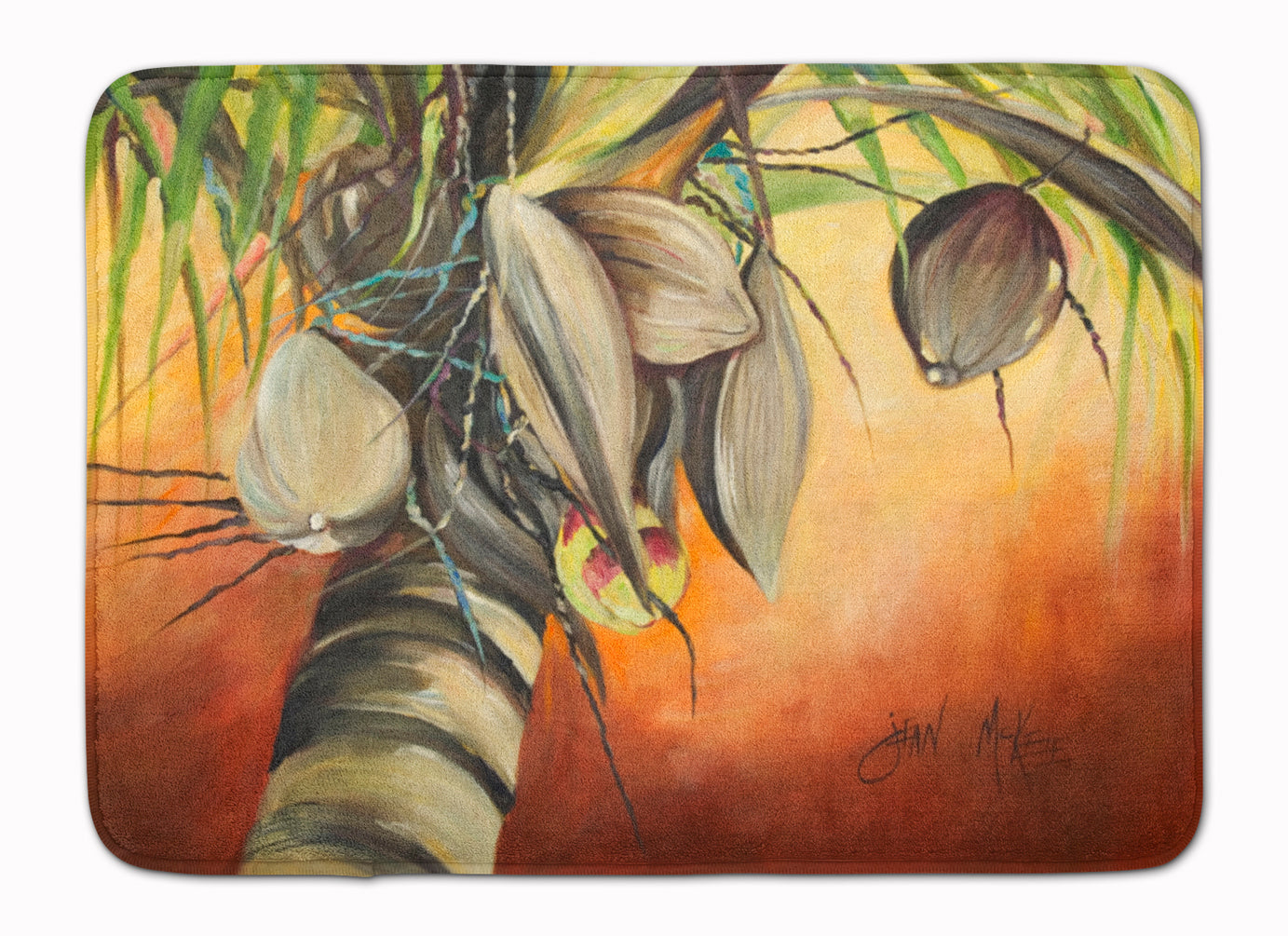 Coconut Tree Memory Foam Kitchen Mat Machine Washable Anti-Fatigue Cushion Comfort Bath or Kitchen Rug