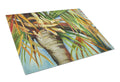 Orange Top Palm Tree Cutting Board Tempered Glass Kitchen Cutting Surface, Heat Resistant Chopping, Non-Slip Feet, Food Prep & Serving