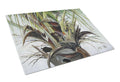 Top Palm Tree Cutting Board Tempered Glass Kitchen Cutting Surface, Heat Resistant Chopping, Non-Slip Feet, Food Prep & Serving