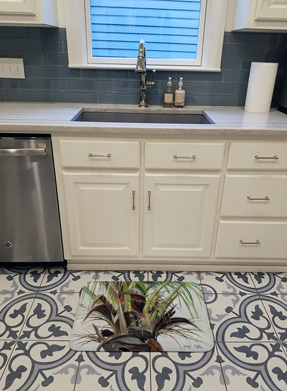 Top Palm Tree Memory Foam Kitchen Mat Machine Washable Anti-Fatigue Cushion Comfort Bath or Kitchen Rug