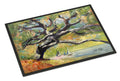 Oak Tree on the Bay with Sailboats Doormat Indoor Outdoor 24H X 36W Front Door Mat Rugs for Entryway, Non Slip Washable Low Pile,