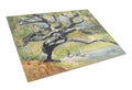 Oak Tree on the Bay with Sailboats Cutting Board Tempered Glass Kitchen Cutting Surface, Heat Resistant Chopping, Non-Slip Feet, Food Prep & Serving