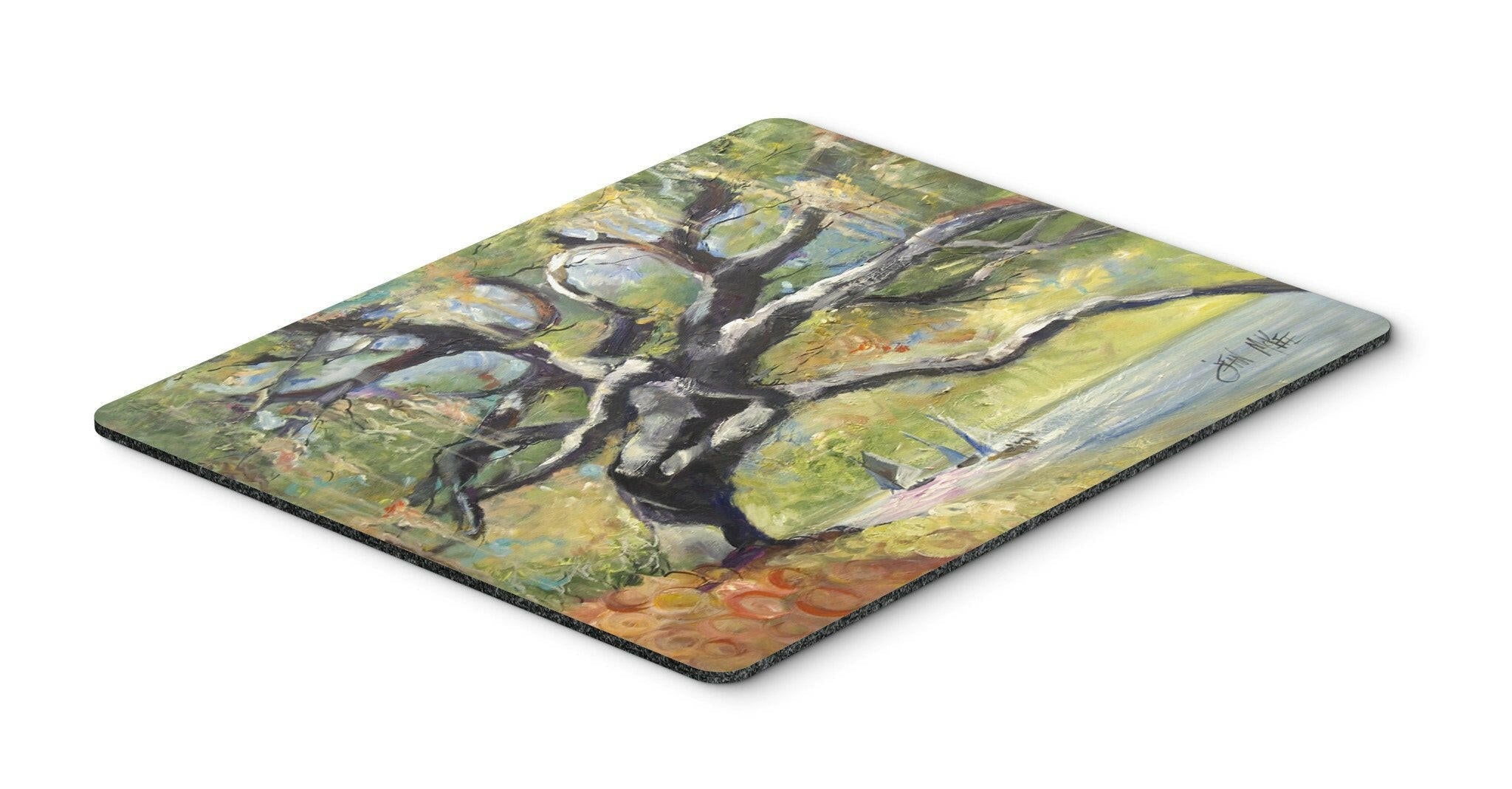 Oak Tree on the Bay with Sailboats Mouse Pad, Heat Resistant Trivet Hot Pad , Non Slip Rubber Desk Mat, Kitchen Counter Protector, Home Office Decor Gift
