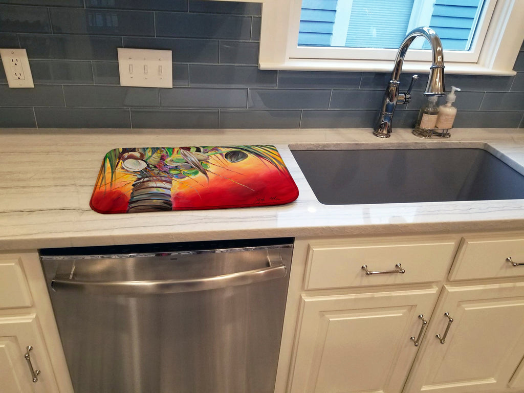 Sunset on the Coconut Tree Dish Drying Mat Absorbent Dish Drying Mat Pad for Kitchen Counter Dish Drainer Mat for Countertop, 14 x 21", Multicolor