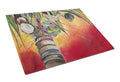 Sunset on the Coconut Tree Cutting Board Tempered Glass Kitchen Cutting Surface, Heat Resistant Chopping, Non-Slip Feet, Food Prep & Serving