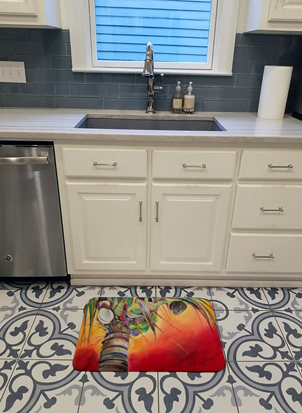 Sunset on the Coconut Tree Memory Foam Kitchen Mat Machine Washable Anti-Fatigue Cushion Comfort Bath or Kitchen Rug