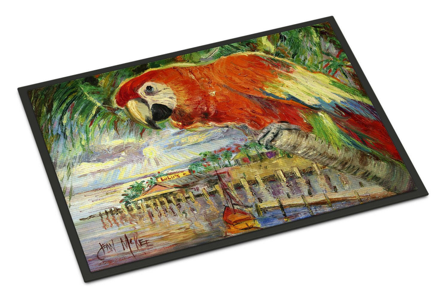Red Parrot at Lulu's Doormat Indoor Outdoor 18H X 27W Front Door Mat Rugs for Entryway, Non Slip Washable