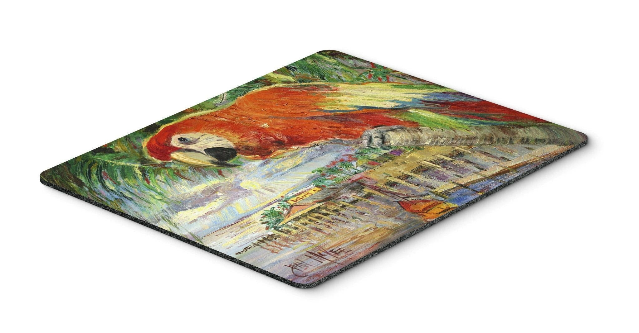 Red Parrot at Lulu's Mouse Pad, Heat Resistant Trivet Hot Pad , Non Slip Rubber Desk Mat, Kitchen Counter Protector, Home Office Decor Gift