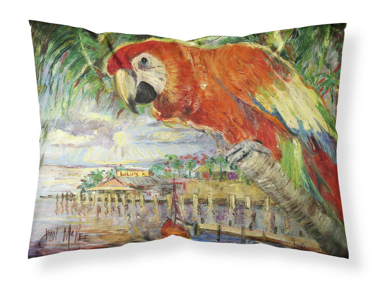 Red Parrot at Lulu's Standard Pillowcase Lightweight Super Soft Easy Care Decorative Artwork Pillowcase, Standard