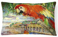 Red Parrot at Lulu's Decorative Throw Pillow 12x16 Indoor Outdoor Accent Cushion, Fabric Cover with Insert for Sofa, Bed, Porch & Living Room