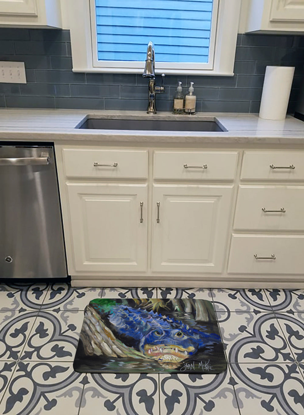 Blue Alligator Memory Foam Kitchen Mat Machine Washable Anti-Fatigue Cushion Comfort Bath or Kitchen Rug