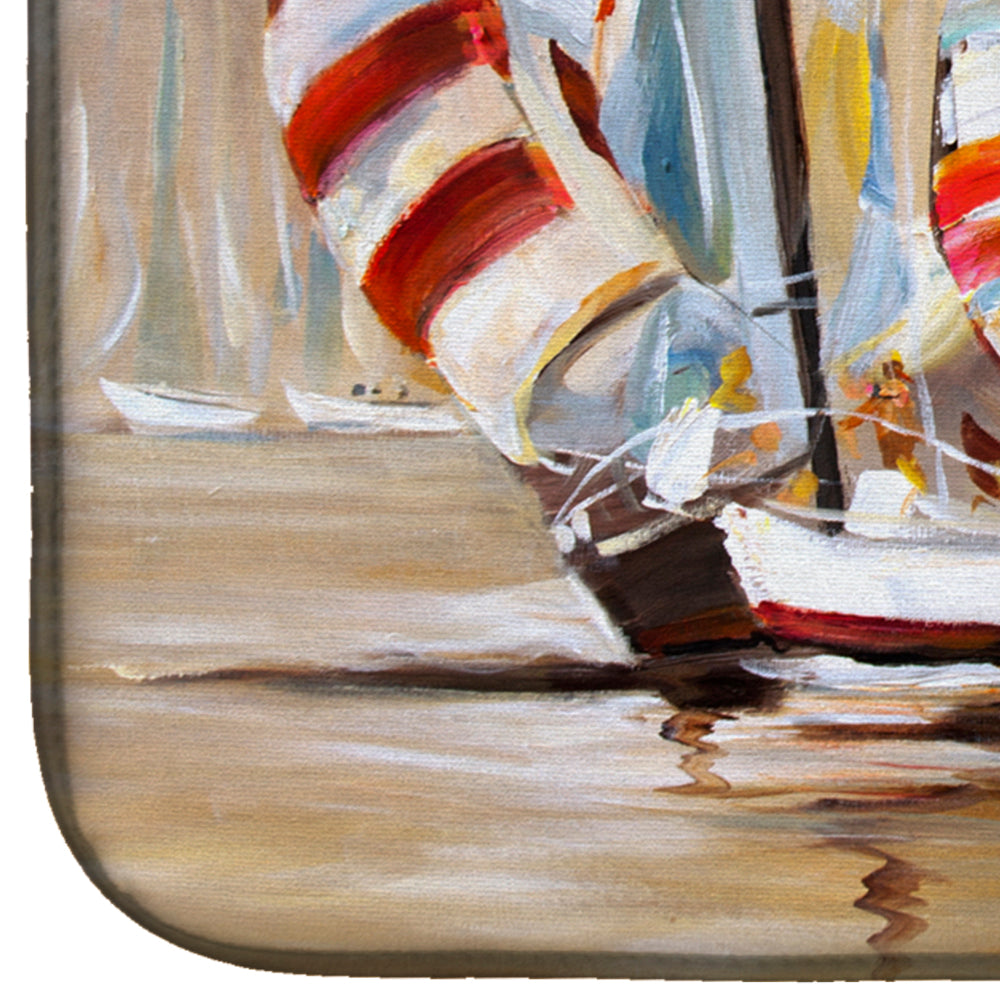 Boat Binge Sailboats Dish Drying Mat Absorbent Dish Drying Mat Pad for Kitchen Counter Dish Drainer Mat for Countertop, 14 x 21", Multicolor