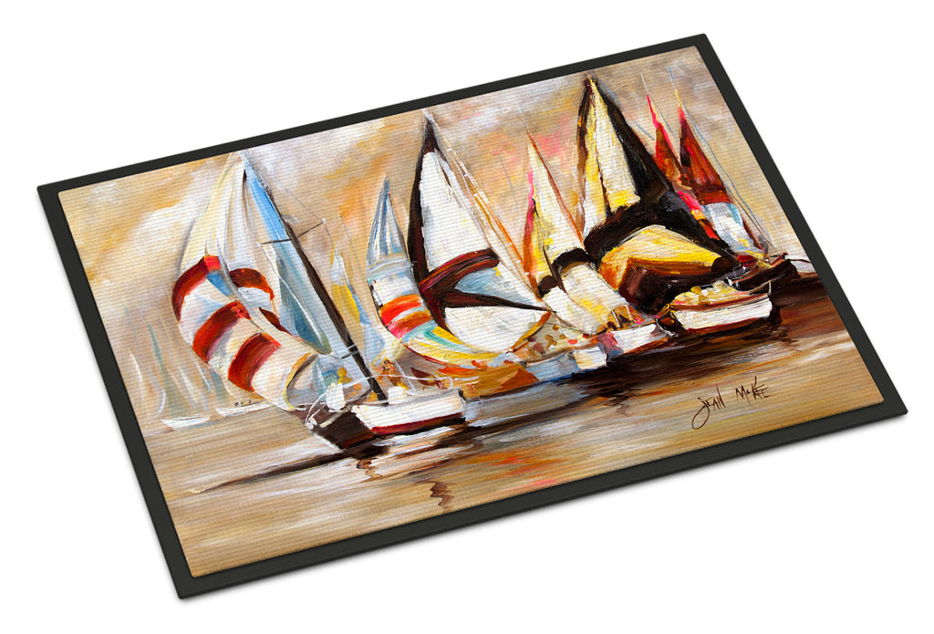 Boat Binge Sailboats Doormat Indoor Outdoor 24H X 36W Front Door Mat Rugs for Entryway, Non Slip Washable Low Pile,