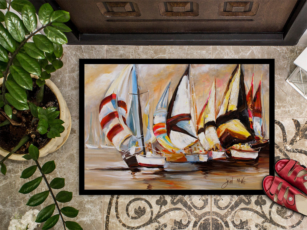 Boat Binge Sailboats Doormat Indoor Outdoor 24H X 36W Front Door Mat Rugs for Entryway, Non Slip Washable Low Pile,