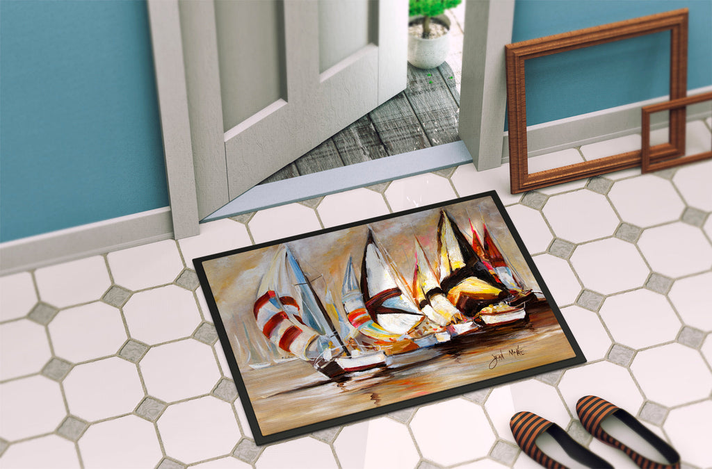 Boat Binge Sailboats Doormat Indoor Outdoor 24H X 36W Front Door Mat Rugs for Entryway, Non Slip Washable Low Pile,
