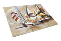 Boat Binge Sailboats Cutting Board Tempered Glass Kitchen Cutting Surface, Heat Resistant Chopping, Non-Slip Feet, Food Prep & Serving