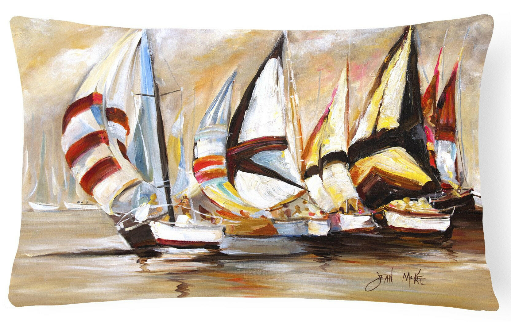Boat Binge Sailboats Decorative Throw Pillow 12x16 Indoor Outdoor Accent Cushion, Fabric Cover with Insert for Sofa, Bed, Porch & Living Room