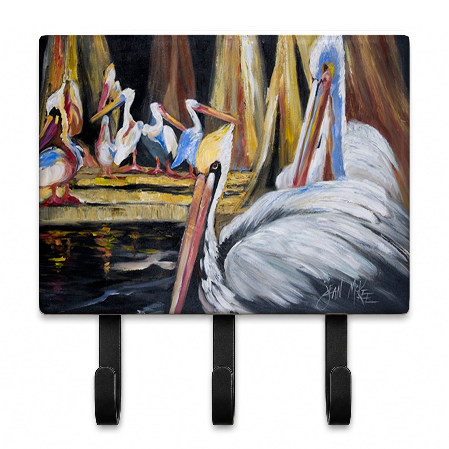 Pelicans Leash or Key Holder Wall Hooks, Coat Rack Wall Mount, for Hanging Keys, Towels, Aprons, Leashes