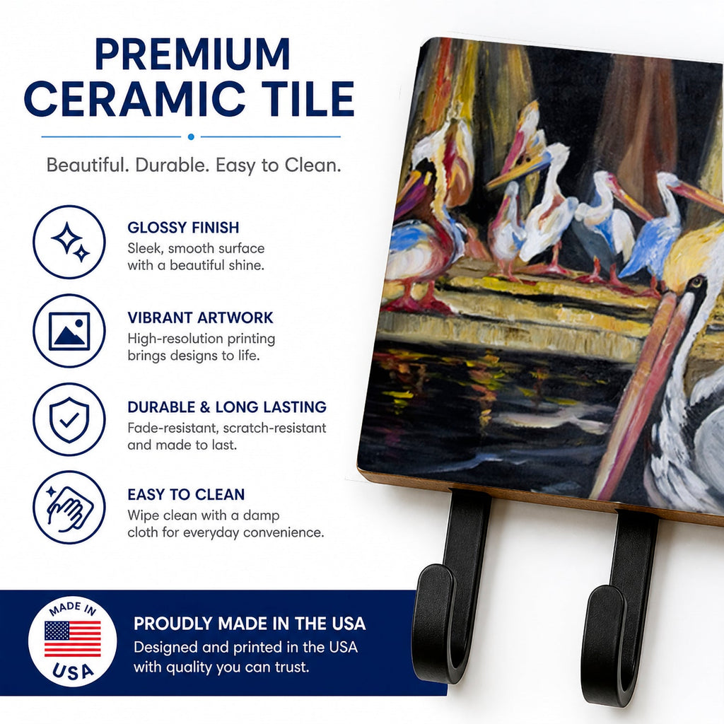 Pelicans Leash or Key Holder Wall Hooks, Coat Rack Wall Mount, for Hanging Keys, Towels, Aprons, Leashes