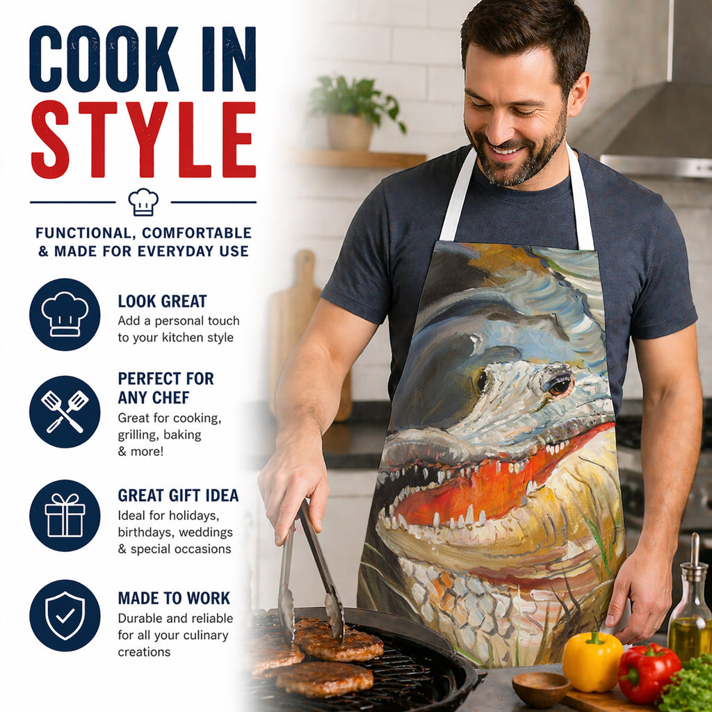 Alligator Apron Cooking Kitchen Server Baking Crafts Gardening for Adult Women Men, Unisex, Large, Multicolor