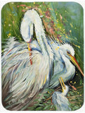 White Egret in the Rain Mouse Pad, Heat Resistant Trivet Hot Pad , Non Slip Rubber Desk Mat, Kitchen Counter Protector, Home Office Decor Gift