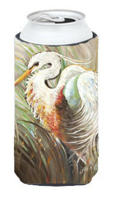 White Egret Tall Boy Hugger Can Cooler Sleeve Machine Washable Drink Collapsible Insulator Beverage Insulated Holder