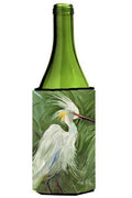 White Egret in Green grasses Wine Bottle Hugger Gift Sleeve for Standard 750 ml Bottles, Insulated Reusable Also Fits Mini Shot & Pint Bottles
